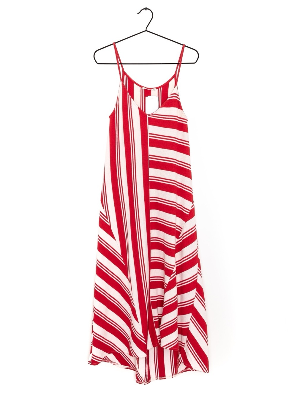 MANGO Casual Red White Striped Swing Midi Light Cotton Sundress XS